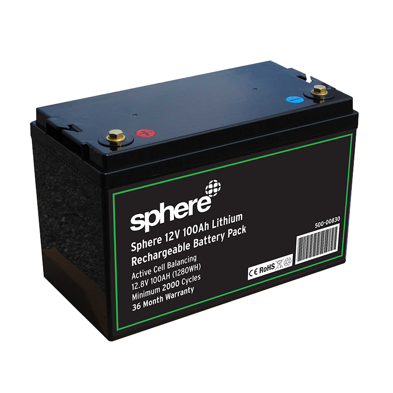 Sphere 12V 100AH Lithium Rechargeable Battery.