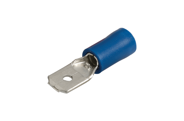 NARVA 6.3x0.8mm BLUE Flared Male Blade TERMINAL t/s 4mm - 100 Per Box. 56122