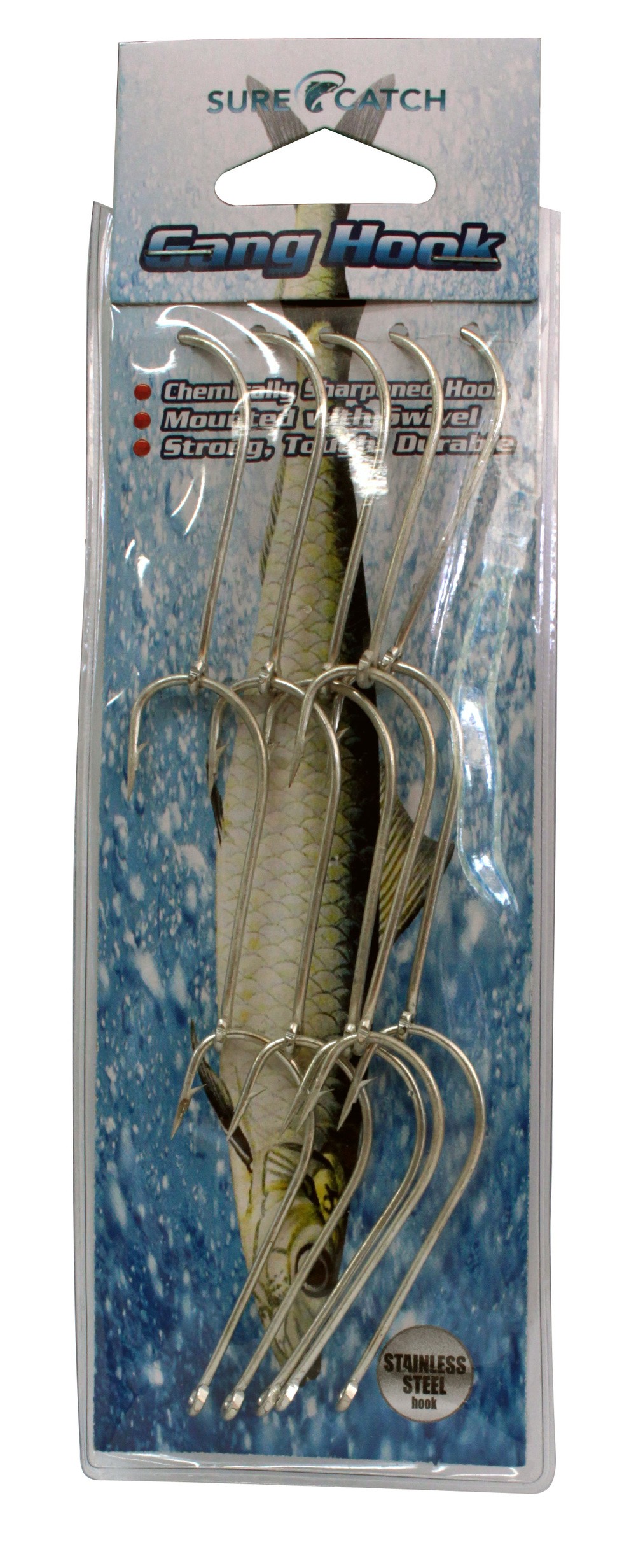Sure Catch Chem/Sharp S/Steel Pre-rigged Ganged Hooks (Pack of 5 rigs) - Size 3/0