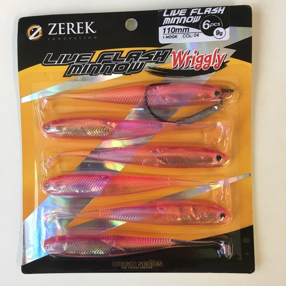 Zerek Soft Plastic Live Flash Minnow Wriggly 110mm (Pack of 6) - 04 Colour
