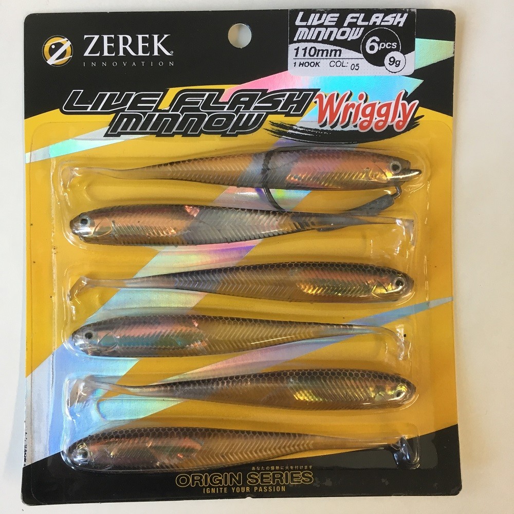 Zerek Soft Plastic Live Flash Minnow Wriggly 110mm (Pack of 6) - 05 Colour