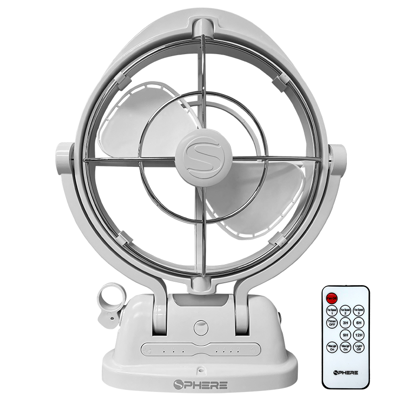 SPHERE VIENTO Fan & Light with USB A&C Outputs + Remote | WHITE