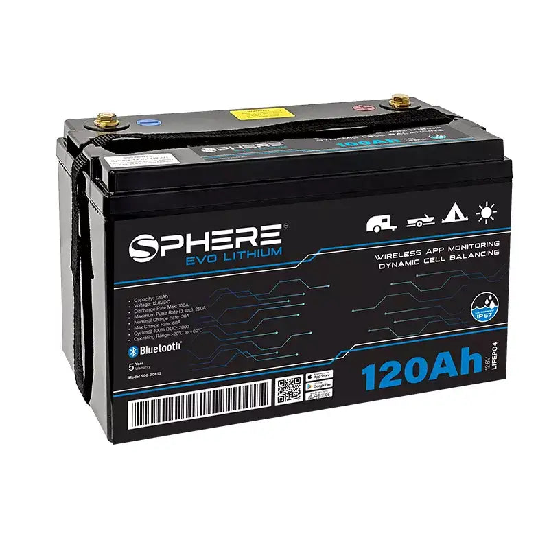 120AH EVO Lithium Battery (LiFePO4) - IP67 & Bluetooth/100A BMS
