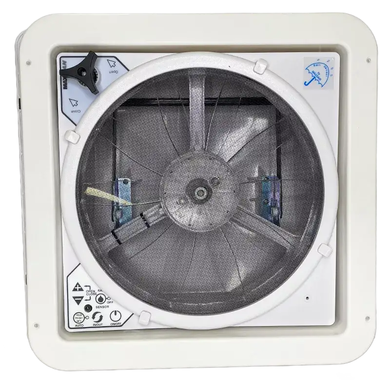 MaxxFan Plus with Thermostat, Power Lift, Rain Sensor and Remote ...
