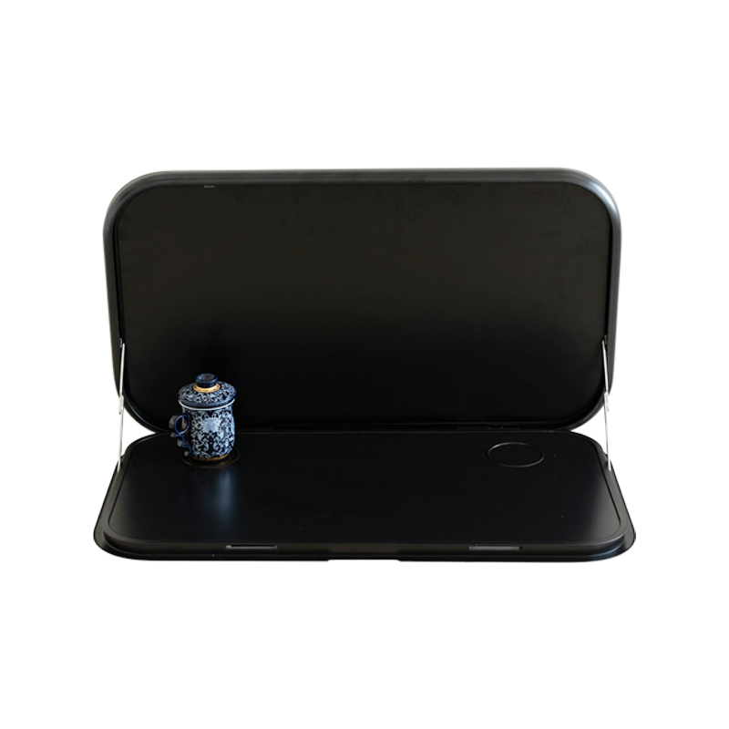 Caravan Picnic Table Black with LED Lighting & Backing Plate - 800 x 445mm
