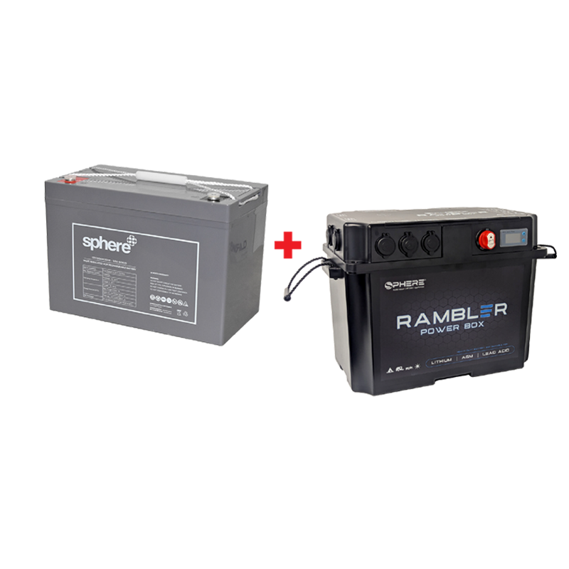 Sphere 12V 100Ah AGM Battery + Sphere Rambler Battery Box