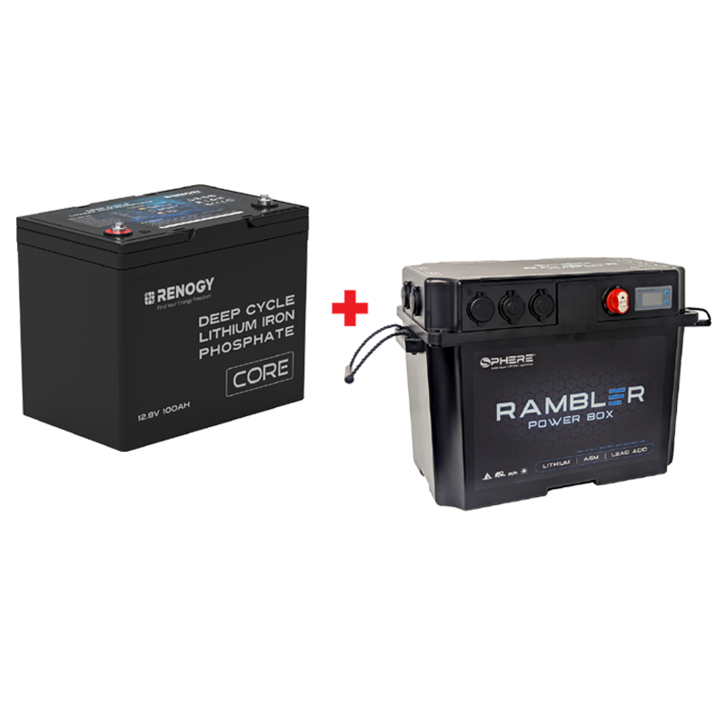 RENOGY CORE 12V 100Ah LiFePO₄ Battery + Sphere Rambler Battery Box