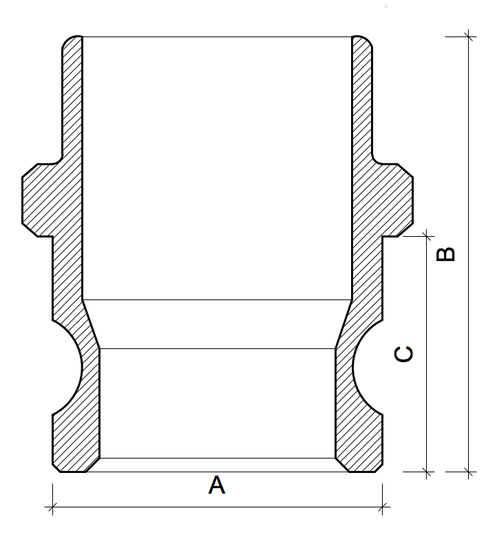 POLY CAMLOCK F.- Male Connector to MBSP Thread - 32mm. 