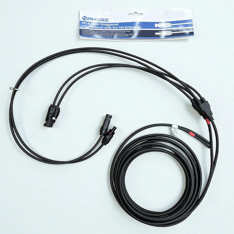 SPHERE MC4 Solar Staggered 1 to 2 Branch with 5m HD Extension